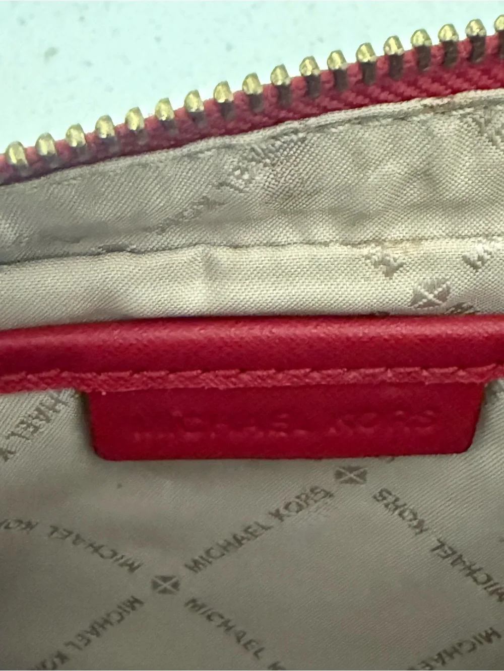 Michael Kors Red Sandrine Safffiano Leather Crossbody with Gold Studs